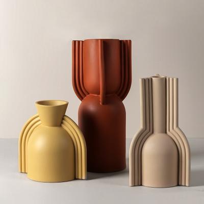 China Modern Minimalist Geometric Irregular Nordic Handmade Ceramic Vase Style Texture Decoration To Art Morandi Color Vases Porcelain Small for sale