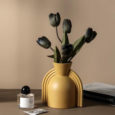 China Creative home decoration living room art vase ear minimalist hot sale ceramic vase Nordic simple geometric room vestibular pattern for sale