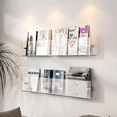 China Viable acrylic book rack picture magazine rack wall hanging shelf wall decoration newspaper display rack for sale