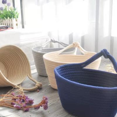 China Korea Central Statistical Institute Children's Toys Storage Cotton Yarn Basket Woven Storage Bucket Viable Desktop Sundries Receive Round for sale