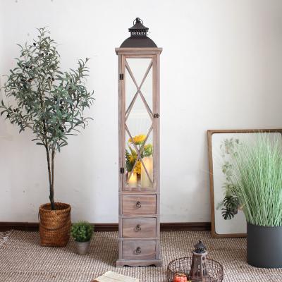 China Wholesale Large Wooden Windlight Retro Home Decoration Chandelier Hotel Villa Courtyard Living Room Landing Nostalgia Drawer Cabinet for sale