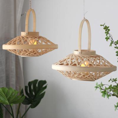 China Wholesale Nordic Art Bamboo Vine Weaving Chandelier Creative Vintage Garden Cafe Hotel Restaurant Lantern Chinese Zen for sale