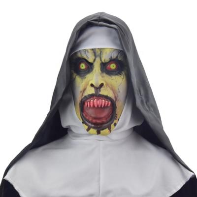 China Eco-Friendly Nun Scary Latex Mask Halloween Party Cospaly Costume Props Scary Horror Latex Head Full Face Masks for sale