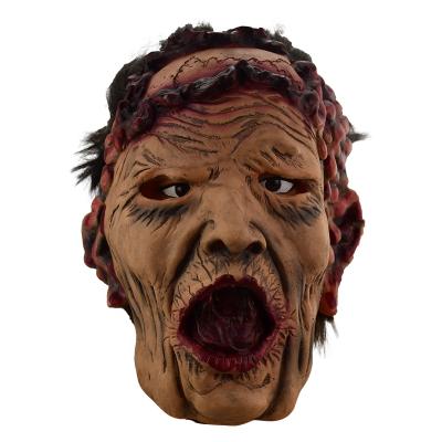 China Eco-friendly Old Man Zombie Mask Latex Halloween Horror Costume Bloody Walking Masks for sale