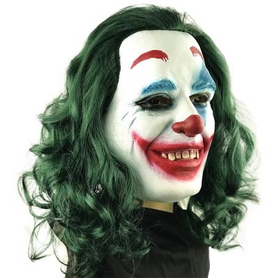 China Halloween Styles Halloween Joker Cosplay Clown Mask With Green Wig Party Clown Face Mask Tv And Movie Costumes Joker Masks for sale