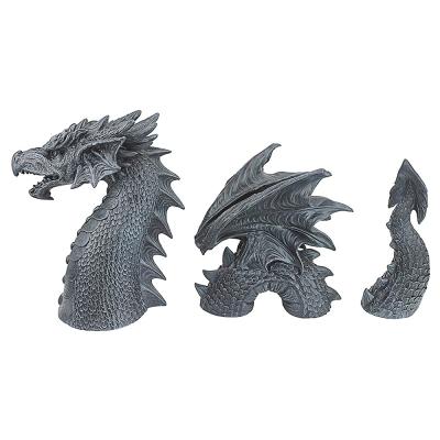 China Dragon Sculpture Garden Decoration Gothic Style Handwork Three Section Oontracted Wind Garden Outdoor Sculpture Crafts Animal Decoration for sale