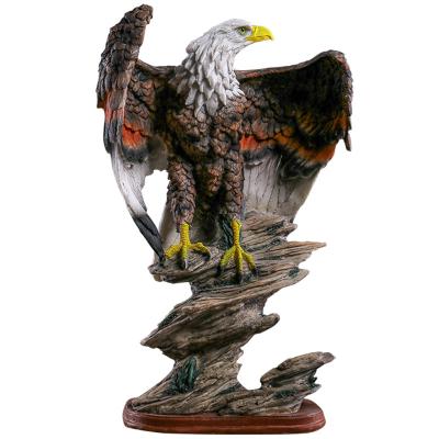 China Resin Eagle Statues Handwork Patriotic Bald Eagle on Rocks Statue Bird Decorative Bronze Patina Resin Wild Eagle Figurine Office Decor for sale