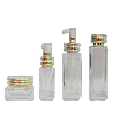 China Cosmetic Gold Cosmetic Jars 50G 40ML 100ML 120ML Refillable Jar Glass For Cosmetic Packaging Frosted Glass Bottle for sale