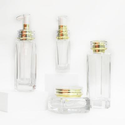 China Jiyang Cosmetic International Luxury Cosmetic Jar Packaging 50g 40ml 100ml 120ml Set For Cosmetic Creams for sale