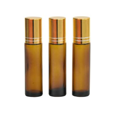 China Oi Jiyang Essential Tawny 10ml Roll On Glass Bottles With Glass Bead For Essential Oil Cosmetic Packaging Material for sale