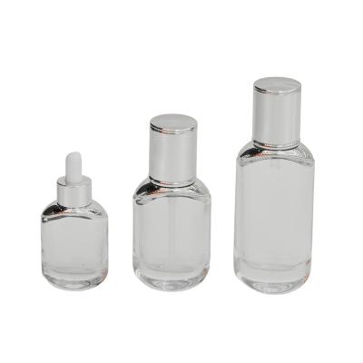 China Wholesale Cosmetic Transparent Glass Bottle With Clear Pump 15ml 30ml 50ml Glass Bottles With Cosmetic Packaging Luxury for sale