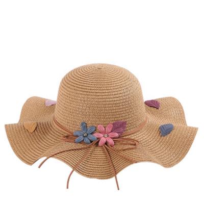 China Wholesale High Quality Pattern Striped Lady's Straw Beach Hat Summer Travel Wide Brim Flower for sale