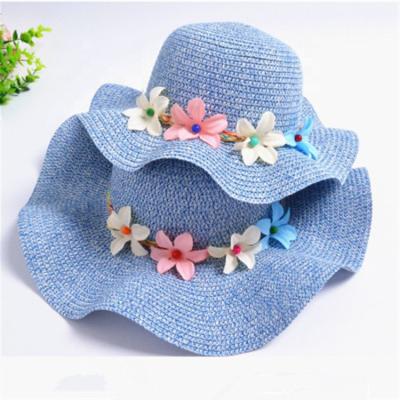 China Striped Children Parenting Straw Child Striped Summer Style Cute Umbrella Beach Hat High Quality for sale