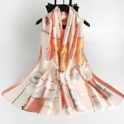 China Summer new long emulation long multi-functional travel shawl silk double-sided scarf for sale