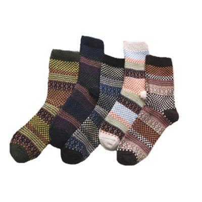 China Winter Man Amazon Style Sustainable Hot Selling Retro Ethnic Square Thicken Knit Woolen Socks for sale