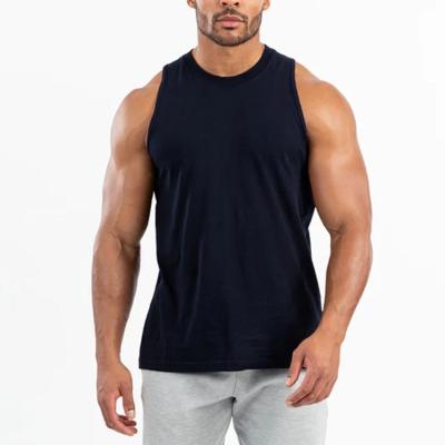 China Hot Sale QUICK DRY 100% Cotton Black Sports Tank Top Drop Arm Shape Tank Stringer Tank Top Men Comfortable for sale