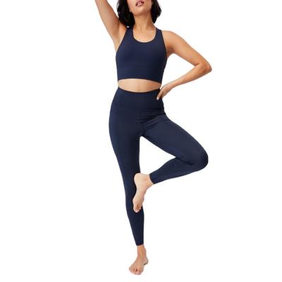 China 2021 Custom Antibacterial Logo Compression Gym Women Yoga Pants High Quality Fabric Fashionable Smooth Waist Pants for sale