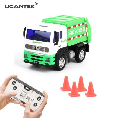 China RC Hobby With Headlights And Roadblocks 1/64 RC Car Waste Truck Toys 2.4G Mini Remote Control Truck Toy for sale