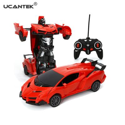 China 2.4G 1/18 RC Car 2 in 1 Transformation Robots Model Car Racing Car Remote Control Toys Fighting Toys Gift for sale