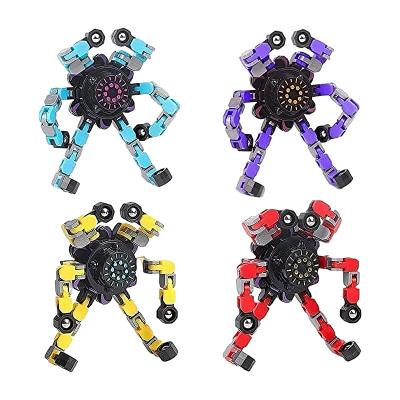 China Effort Release Funny Deformable Spinning Robot Chain Gyro Compass Upper Creative Mechanical Toy Transformable Fingertip Spinner Toy DIY for sale