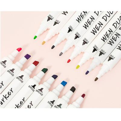 China Dual Heads Use/Permanent Inks 12 Colors 48colors Brush Fineliner Pens Art Markers Dual Tips Coloring, Water Based Marker for sale