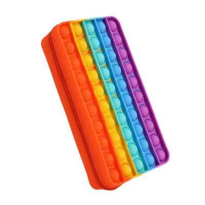 China Recyclable Silicone Material Push Up Bubble Toy Pencil Bag Relaxing Student Kit Noise Material School Pencil Case for sale