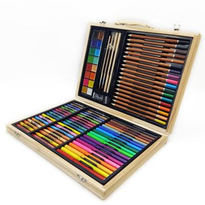 China 2021 Large Gift Wooden Box 100pcs Unicorn Eco-friendly Promotional School Supplies Drawing Art Set For Teenage Children for sale