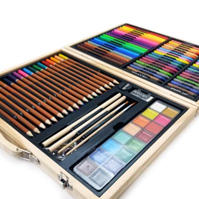 China 2021 Large Gift Eco-friendly Wooden Box 100pcs Kids Promotional School Supplies Drawing Art Set For Drawing for sale