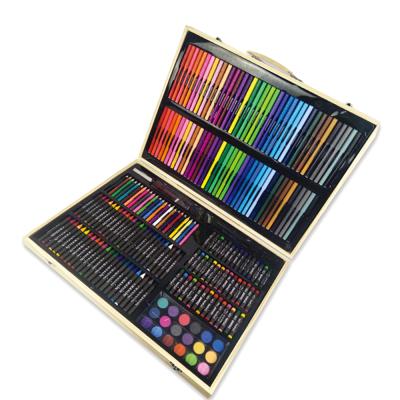 China 258pcs Wooden Box Eco-Friendly Promotional Hot Selling School Supplies Drawing Art Set Stationery Gift Box Set for sale