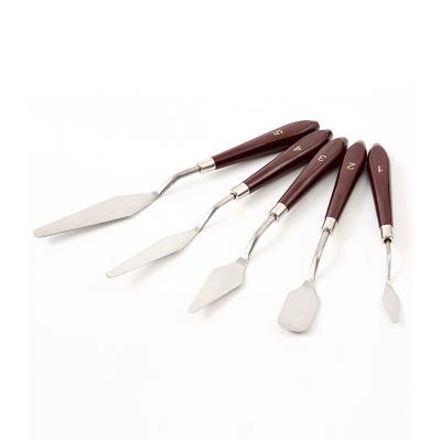 China 5pcs Eco-friendly Material Mixed Plastic Spatula Stainless Steel Painting Palette Knife Art Supplies For Artist Canvas Handle Scraper for sale