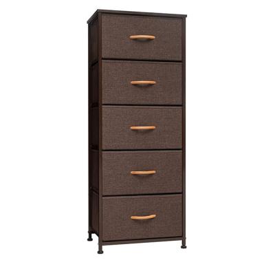 China Foldable Vertical Dresser Storage Tower - Sturdy Steel Frame, Wood Top, Easy Pull Fabric Bins, 5 Drawers for sale