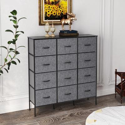 China Home Folding Storage Organizer Customized Modern Fabric Underwear Cabinet Dresser Storage Tower with 12 Drawers for sale