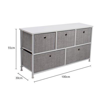 China Star Creation Contemporary Vertical Steel Frame Dresser Fabric Bins Organizer Drawer Chest Dresser Storage Tower for sale