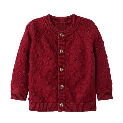 China 100% Infant Girls Cardigan Sweater Front Buttoned Popcorn Knitted Toddler Kids Flip Sweater Anti-Shrink Cotton Custom Manufacturers for sale