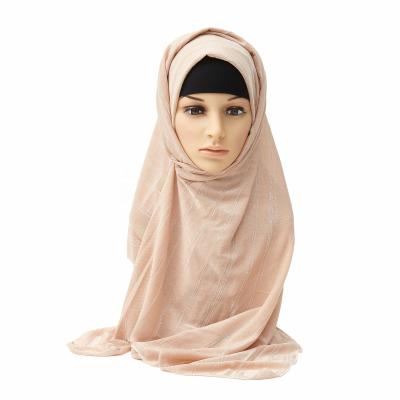 China 190*70cm High Quality Single Dyed Elastic Hijab Tank Top Hijab Wrap Shawl Cotton Tank Top Elastic Material Scarves for sale