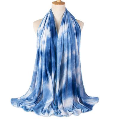 China Cotton Knitting Custom in Tied Dyed Color Muslim Hijab Tank Top Scarf Weave Cotton Scarves Knitting Shawls For Women for sale