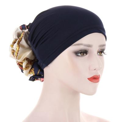 China Muslim Acrylic Polyester Cloth Applique Sleep Cap Hijab Scarf Hats Hair Wrap Checked Inner Hood for Women for sale