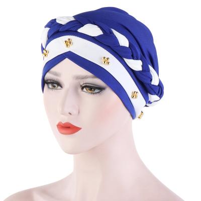 China Verified Wholesale Pearls Lady Headbands Milk Silk Soft Hat Hijab Scarf Hats Inner Hair Wrap For Women for sale