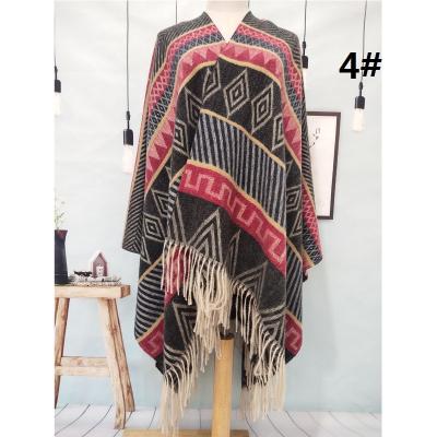 China European American Hooded Scarf Kashmir Fabric Women Ethnic Muslim Acrylic Scarf 2021 Winter Fringe Thick Gradient Crochet Shawl Scarf for sale