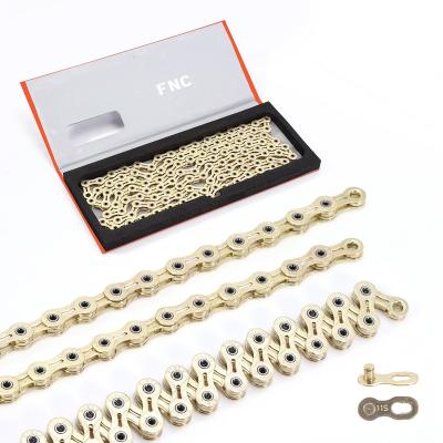 China FNC 11 Speed ​​High Quality Stainless Steel Road Mountain Bike Bicycle Gold Anti-rust Hollow Chain for sale