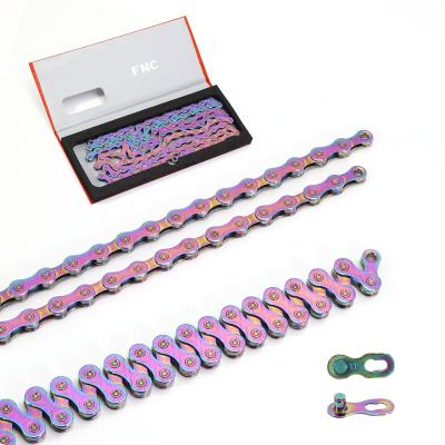 China High Quality Rust Proof Rainbow Gear FNC 11 Stainless Steel Road Mountain Bike Non-Hollow Chain for sale