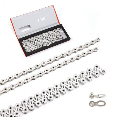 China Silver Antirust High Quality FNC 11 Speed ​​Stainless Steel Road Mountain Bike Half Road Mountain Bike Bicycle Hollow Chain for sale