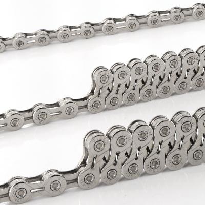 China Silver Antirust High Quality FNC 11 Speed ​​Stainless Steel Road Mountain Bike Half Road Mountain Bike Bicycle Hollow Chain for sale