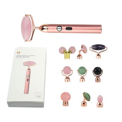 China Electric Face Massage Jade Roller For Skin Care from Rose Quartz Vibrating Jade Roller Face Lift for sale