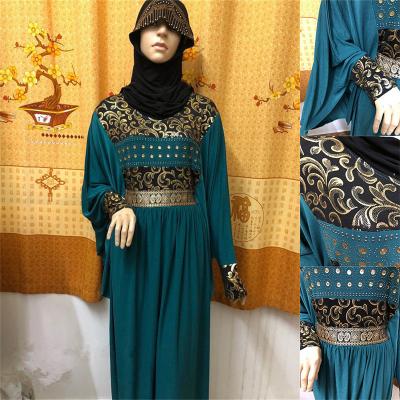 China Hot Mix Rhinestone Mix Women's Abaya Muslim Women's Plus Size Loose Long Dress Abaya Bat Sleeve Dress for sale