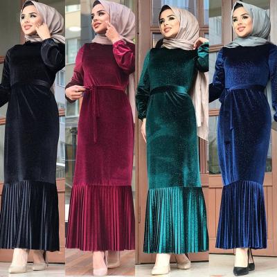 China 2021 new fashion velvet dress muslim dress turkey arabic muslim dress islamic clothing dress for sale