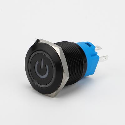 China Wholesale Modern Design 19MM Metal Waterproof and Dustproof Self-locking Self-replicating Black Push Button Switch for sale