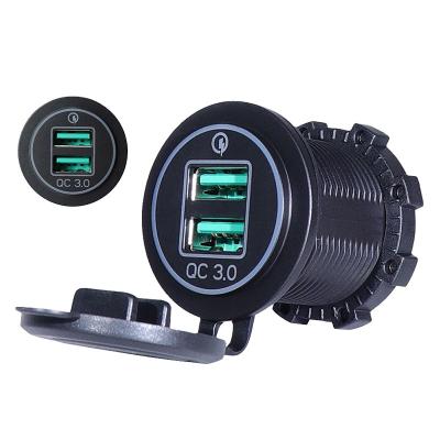 China New China-chic Dual Port QC3.0 Car USB Fast Charging Charger with Waterproof and Dustproof Opening 12V Car Charger for sale