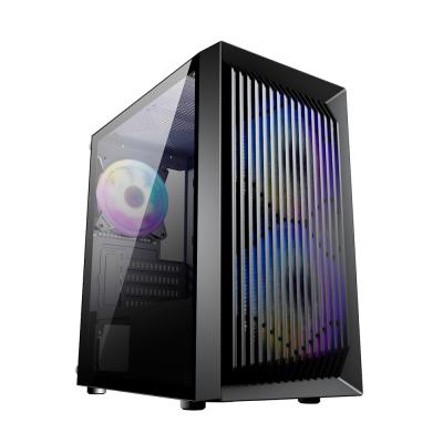 China With Game Fan 2021 Latest Tower Computer Case Gamer Gabinete Wholesale Aluminum ATX Desktop Case for sale