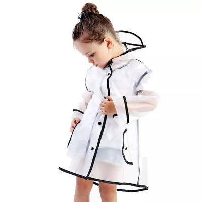 China 2021 Fashion Transparent Raincoat 100% EVA Kids Raincoat Waterproof Rain Visiting Children Raincoat for sale